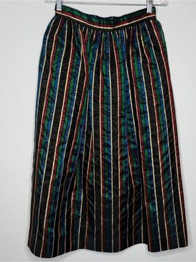 Talbots Vintage Metallic Vertical Stripe Midi Skirt